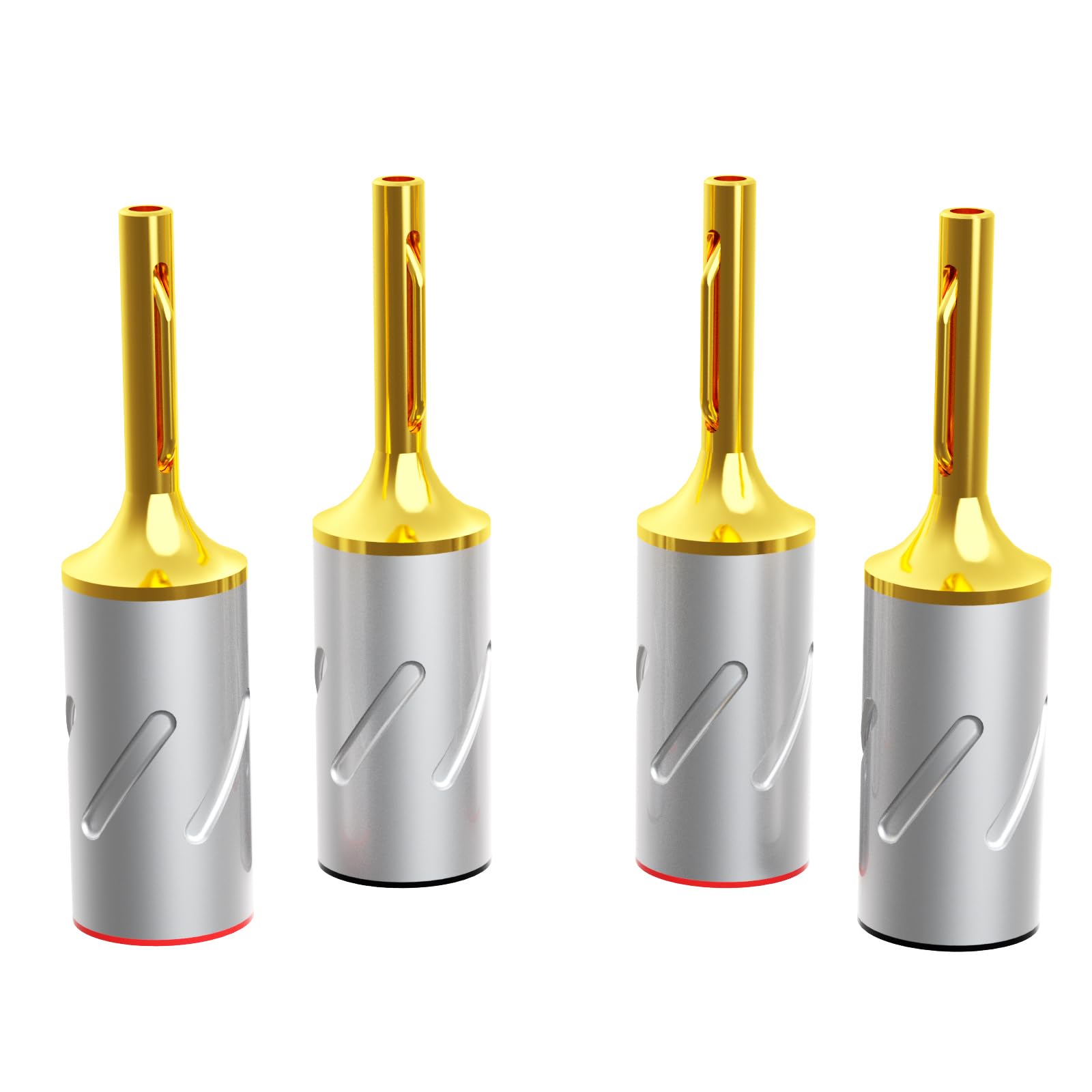 Monosaudio B801G Lautsprecher Bananenstecker, 6mm/10AWG, 4 Stück | 99,998% Reines Kupfer, Vergoldet, Doppel-Schraubverriegelung, Mit Inbusschlüssel