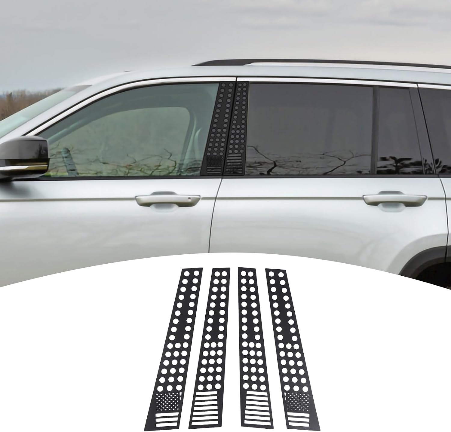 for Grand Cherokee Pillar Posts Trim Stickers Compatible with Jeep Grand Cherokee 2022 2023 2024 Exterior Accessories (USA Flag) 4pcs