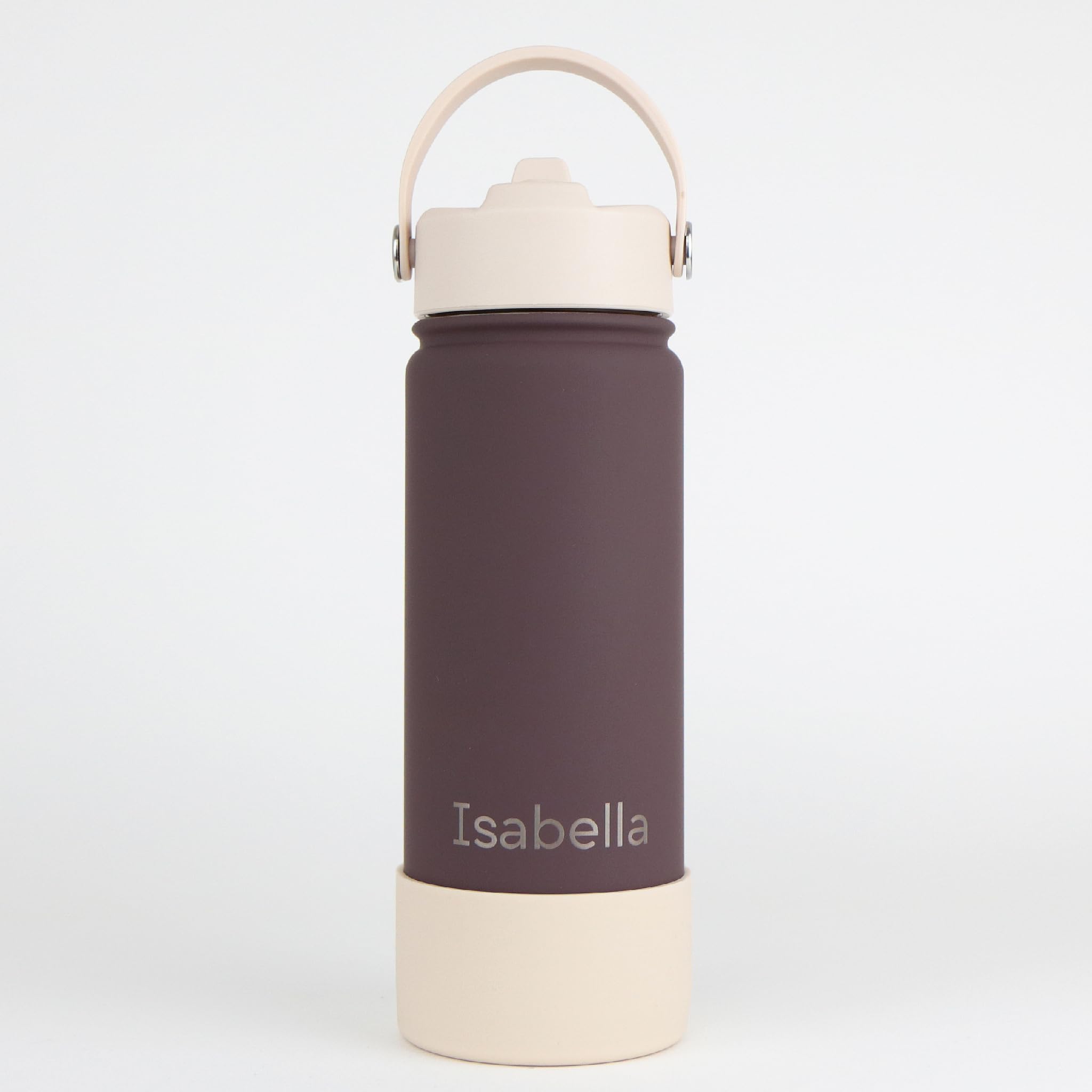 cribstar Personalised Water Bottle, Insulated Stainless Steel, Straw Lid, Laser Engraved Name, BPA Free, Leakproof (Chocolate [Horizontal Engraving], 18oz/500ml) — image 1