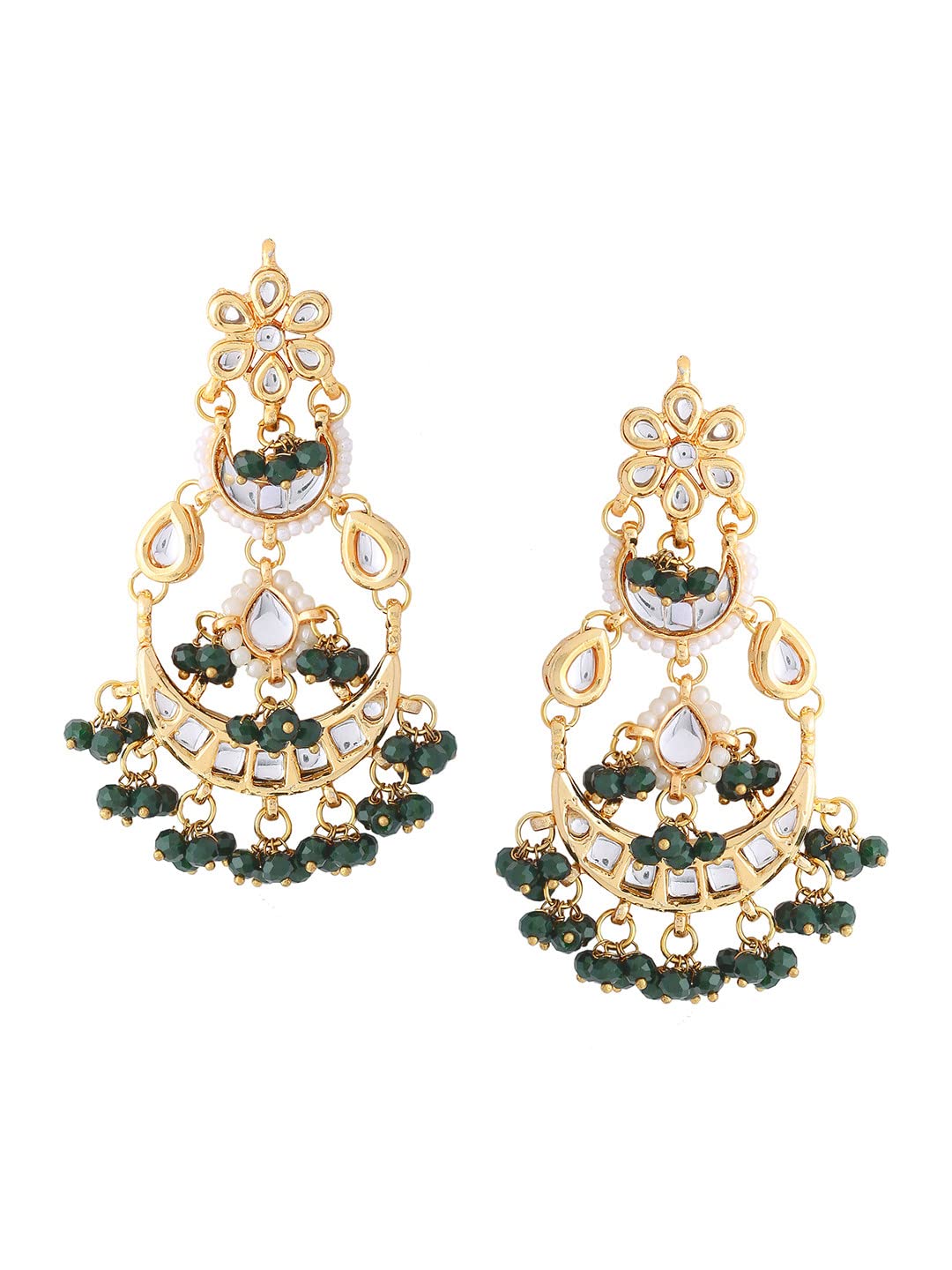 Shoshaa Womens Brass Gold-Plated Green Contemporary Chandbalis Earrings, Green, Onesize (B09TZV3LDP) Amazon Price History, Amazon Price Tracker