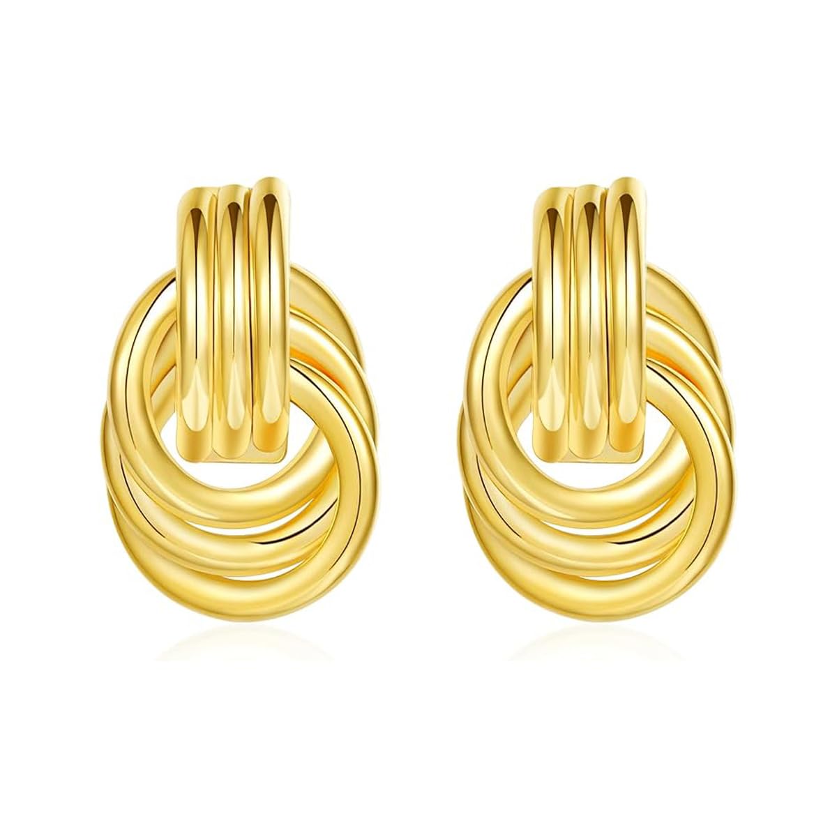 Chunky Gold Earrings Statement Geometric Earrings for Women 14k Gold plating Chunky Gold Trendy Knot Link Long Twisted Earring Trendy Jewelry Gift