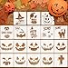 Produktbild Whaline 18 Stück Halloween-Malschablonen aus Kunststoff, wiederverwendbar, Kürbis-Expression-Vorlagen für DIY-Karte, Basteln, Zeichnen, Malen, Sprühen, Fenster, Glas, Holz, Airbrush und Wände Kunst