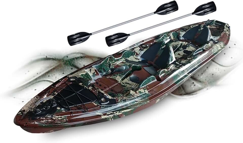 Caiaque Duplo De Pesca Modelo K2 Pró Fibra 2 Lugares + Remos