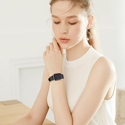 Miniatura 6 de MNBVCXZ Compatible con Apple Watch Band de 1.496 in 1.575 in 1.614 in 1.654 in 1.732 in 1.772 in 1.811 in 1.929 in, correa de repuesto de piel