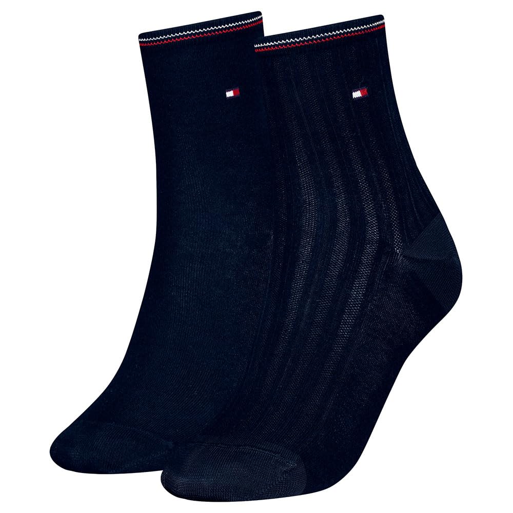 Tommy Hilfiger Damen Navy Shine Short Sock (2Er Pack)