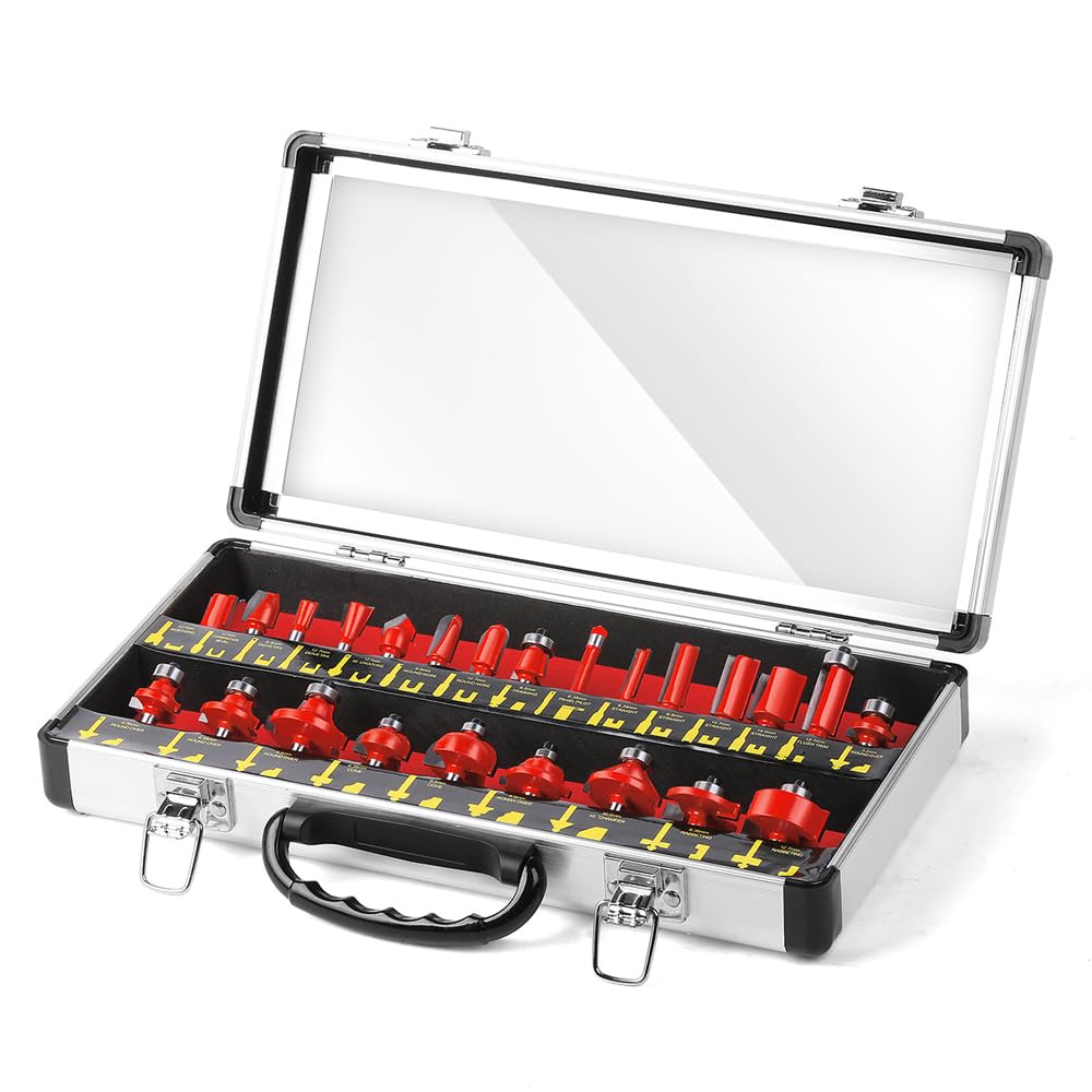 24 pezzi fresa per legno 6 mm asta macchina di taglio taglierina rete taglierina smusso taglierina slot router set di punte accessorio per falegnameria