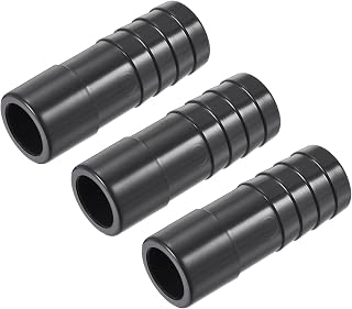 sourcing map PVC Pipe Fitting 19mm Barbed x 20mm OD Spigot Straight Tube Adapter Hose Quick Connector, Black Pack of 3