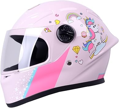 DOT Approved 3-12 Years Old Kids 3/4 Motorcycle Full Face Helmet,Cute Four Seasons Youth Street Electric Scooter Go-Kart Dirt-Bike Moped Bicycle ATV Helmets for Boys Girls