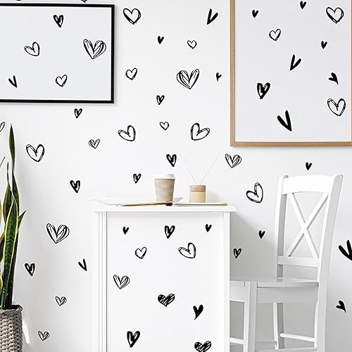 Miniatura 6 de Calcomanías de pared de arco iris bohemio para dormitorio de niñas, calcomanías de pared de nube de corazón de arco iris, decoración de pared de