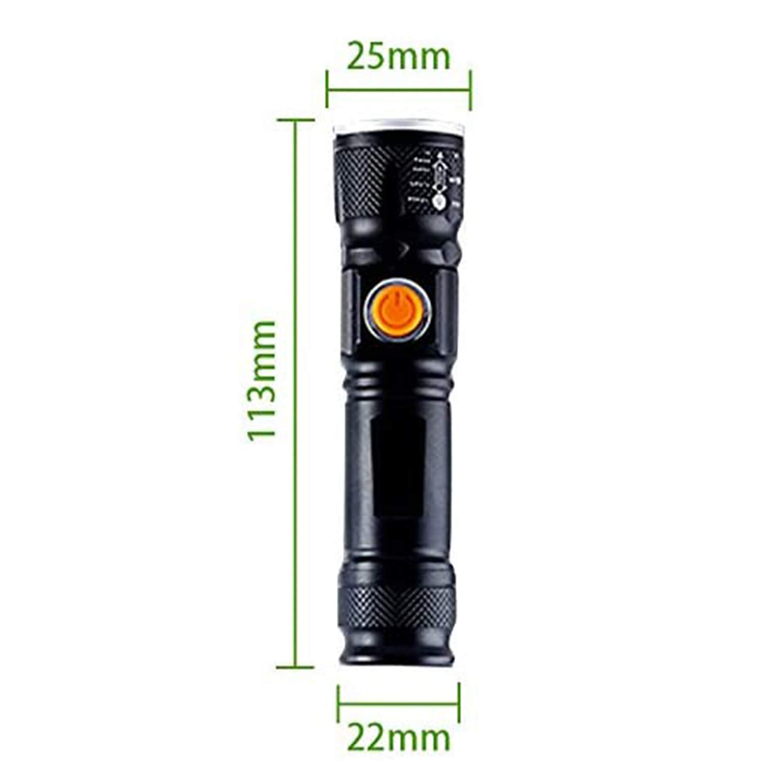TORCIA A LED RICARICABILE USB LUCE ELETTRICA POTENTE ZOOM TATTICA