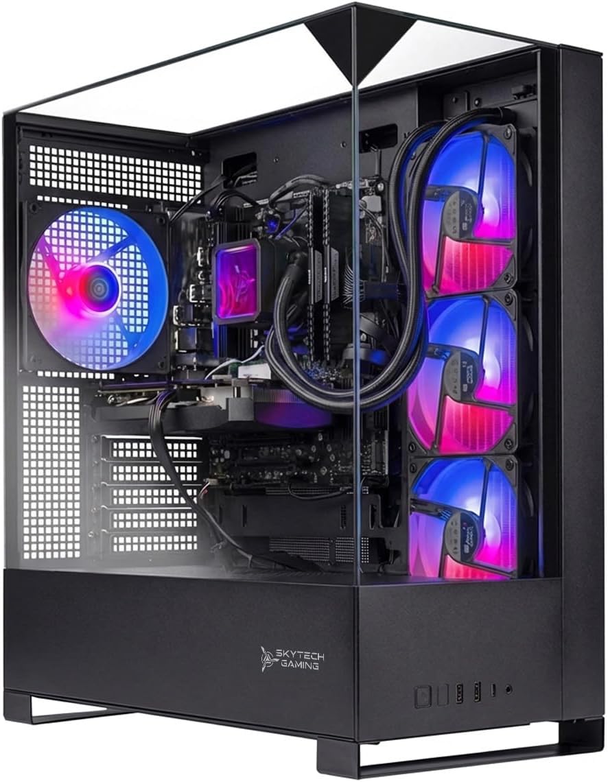 Skytech Gaming Shadow 5 Gaming PC, AMD Ryzen 7 7800X3D 4.2GHz, NVIDIA RTX 5070 12GB VRAM, 1TB Gen4 NVMe SSD, 32GB DDR5 RAM 6000, 750W Gold PSU, 360 ARGB AIO, WI-FI 5, Windows 11, Desktop