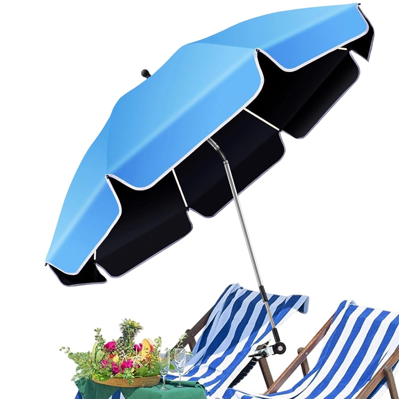 Generisch Parasol na krzesło z mocowaniem – regulowany daszek chroniący przed promieniowaniem UV o 360° | regulowany parasol mocujący krzesło | na taras, urlop, do ogrodu, na kemping, balkon, do