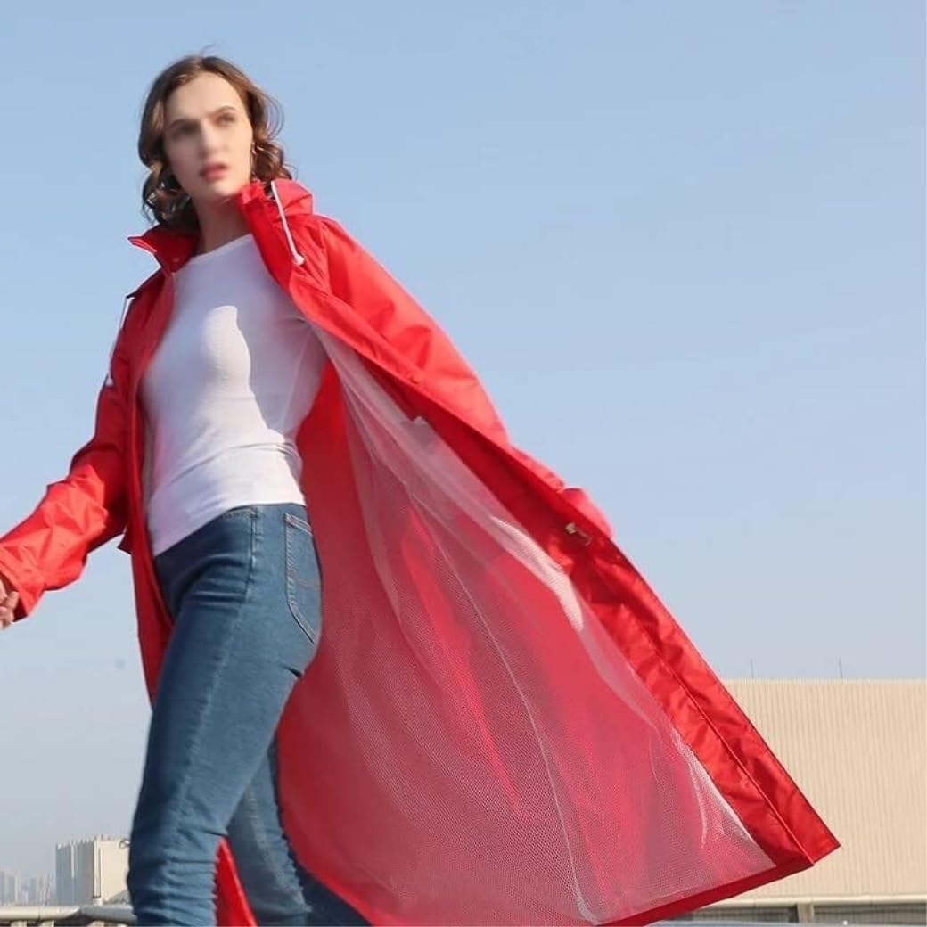 RUVOO Chubasquero Chaqueta de Lluvia Impermeable Chubasquero Largo De Doble Capa para Hombre Y Mujer, Chubasquero con Capucha para Montañismo Al Aire Libre Poncho de Lluvia (Color : Rot, Size : 4XL)