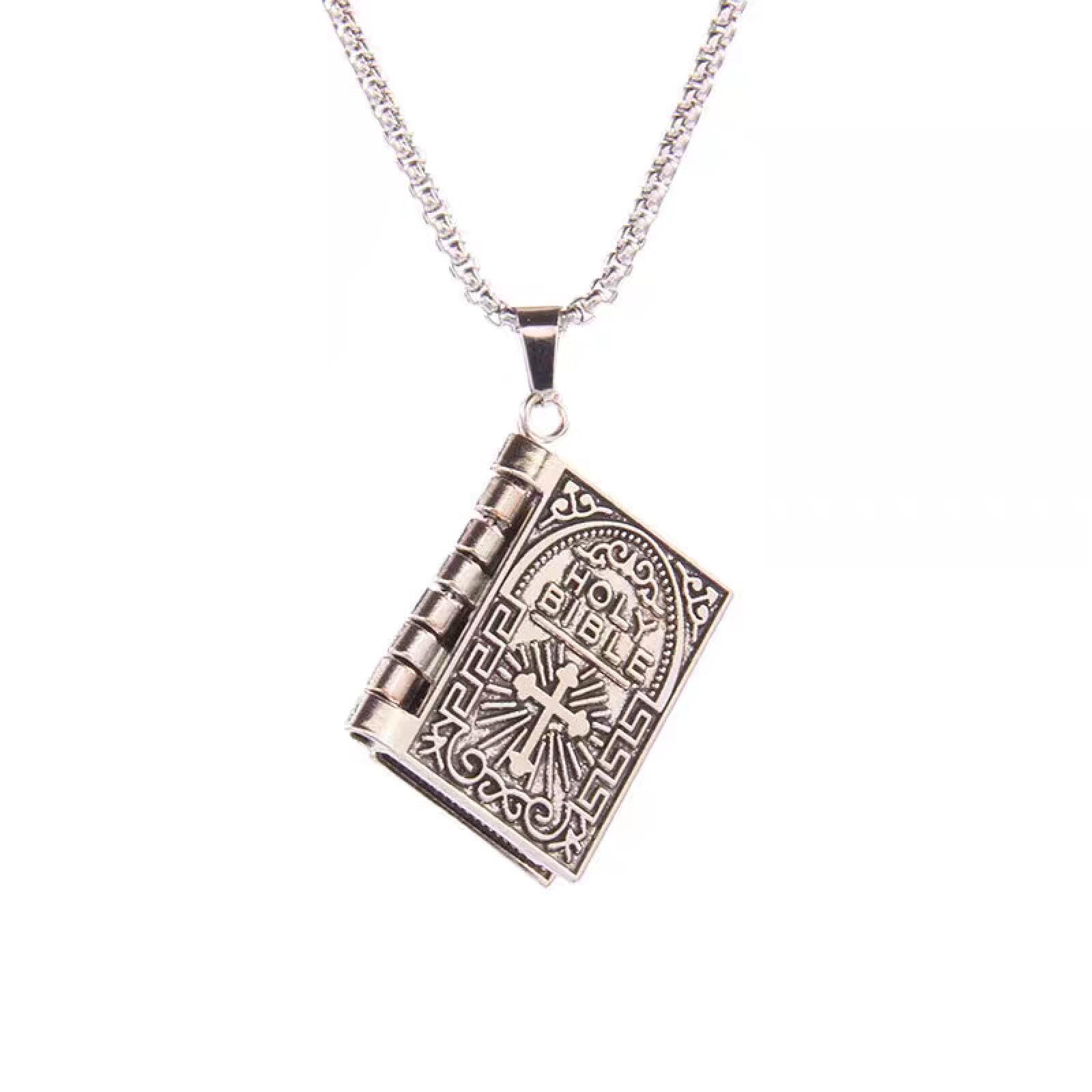 Collar de cruz de fe vintage con colgante de Biblia: unión y protección 4