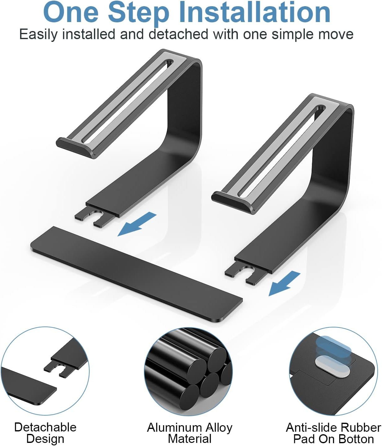 Laptop Stand for Desk, Ergonomic Aluminum Computer Stand for Laptop, Detachable Laptop Riser Compatible for Mac Air Pro, Dell XPS, HP, Lenovo More 10-15.6" Laptops, Black : Electronics