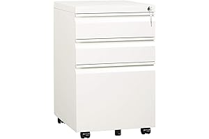 DEVAISE Under Desk 3 Drawer White Filing Storage Cabinet with Lock for Home Office