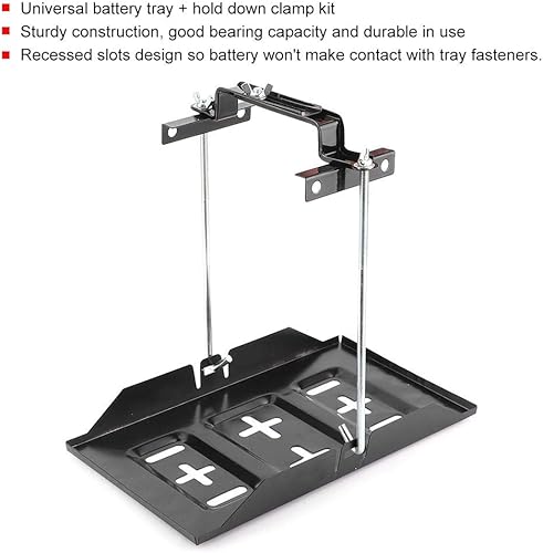 Miniatura 2 de Bandeja de batería, bandeja de sujeción de batería, abrazadera de soporte, kit de montaje para automóvil (10.6 in)