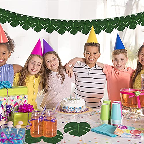 Leikedun Blätter, 12 Stück Palmenblätter, Monstera-Blätter, Pflanzen, für Hawaiische Dschungel Strand Thema Party Tischdekoration, Grün