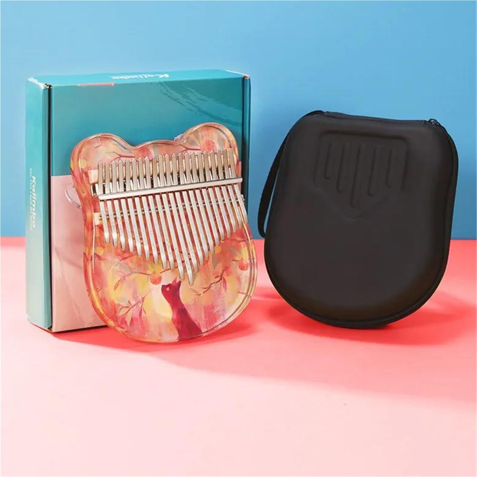 Kalimba Fortepian Akrylowa Kalimba 17 21 Kluczowa Przenośna Klawiatura Muzyczna Fortepianowa Kalimbas Thumb Dla Początkujących Z Akcesoriami(21 keys3)