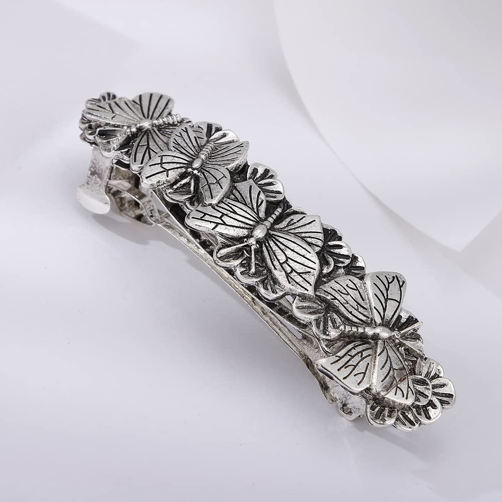 JKJF 2 Pcs Celtic Knot Barrette Vintage Hair Barrettes Metal French Hair Clips Engraved Headwear for Women Girls - Gold Silver Style 1