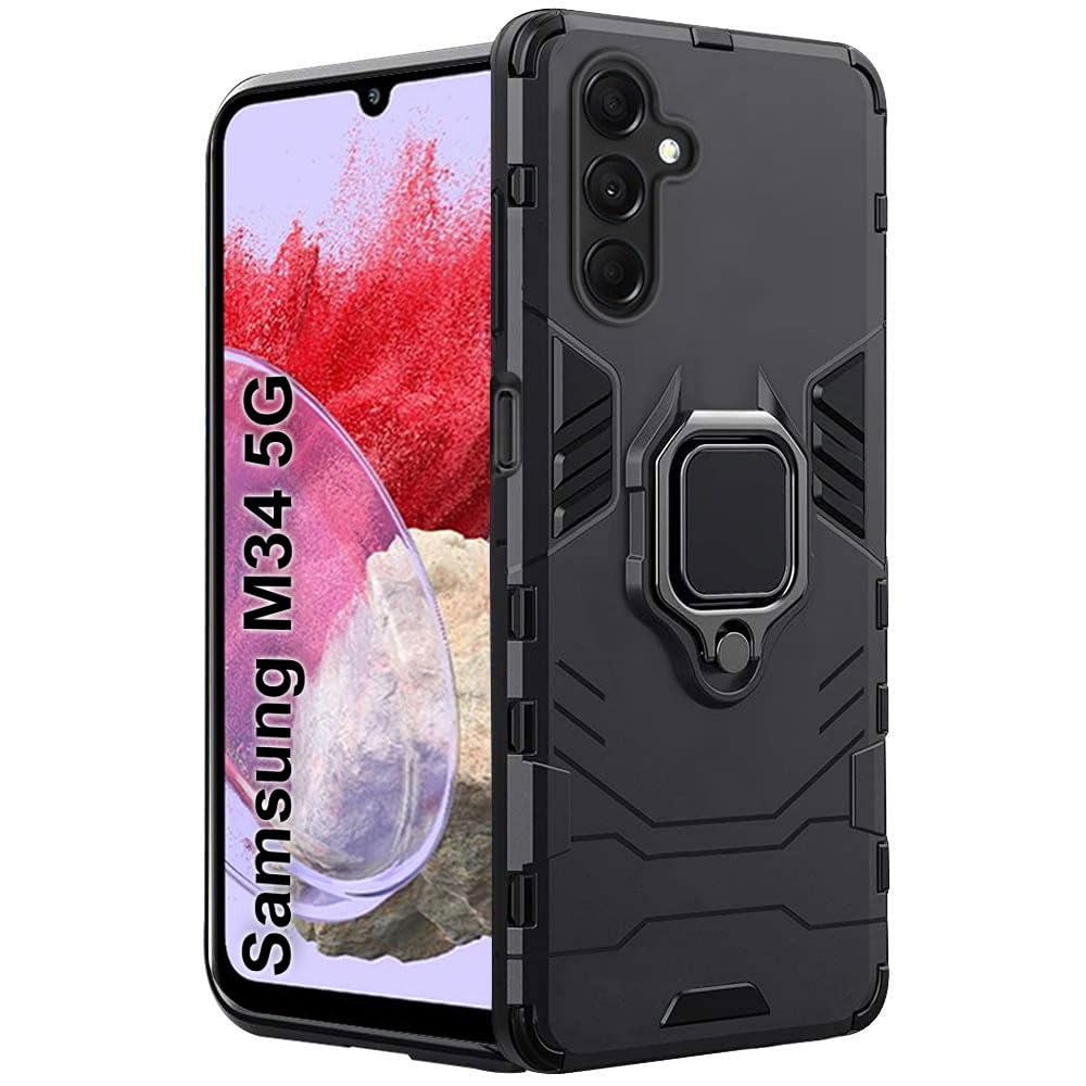 TheGiftKart TPU+PC Tough Armor Bumper Back Case Cover For Samsung Galaxy M34 5G/F34 5G|Ring Holder&Kickstand In-Built|360 Degree Protection Back Case Cover For Samsung M34 5G/F34 5G ,Black (B0CC527FR4) Amazon Price History, Amazon Price Tracker