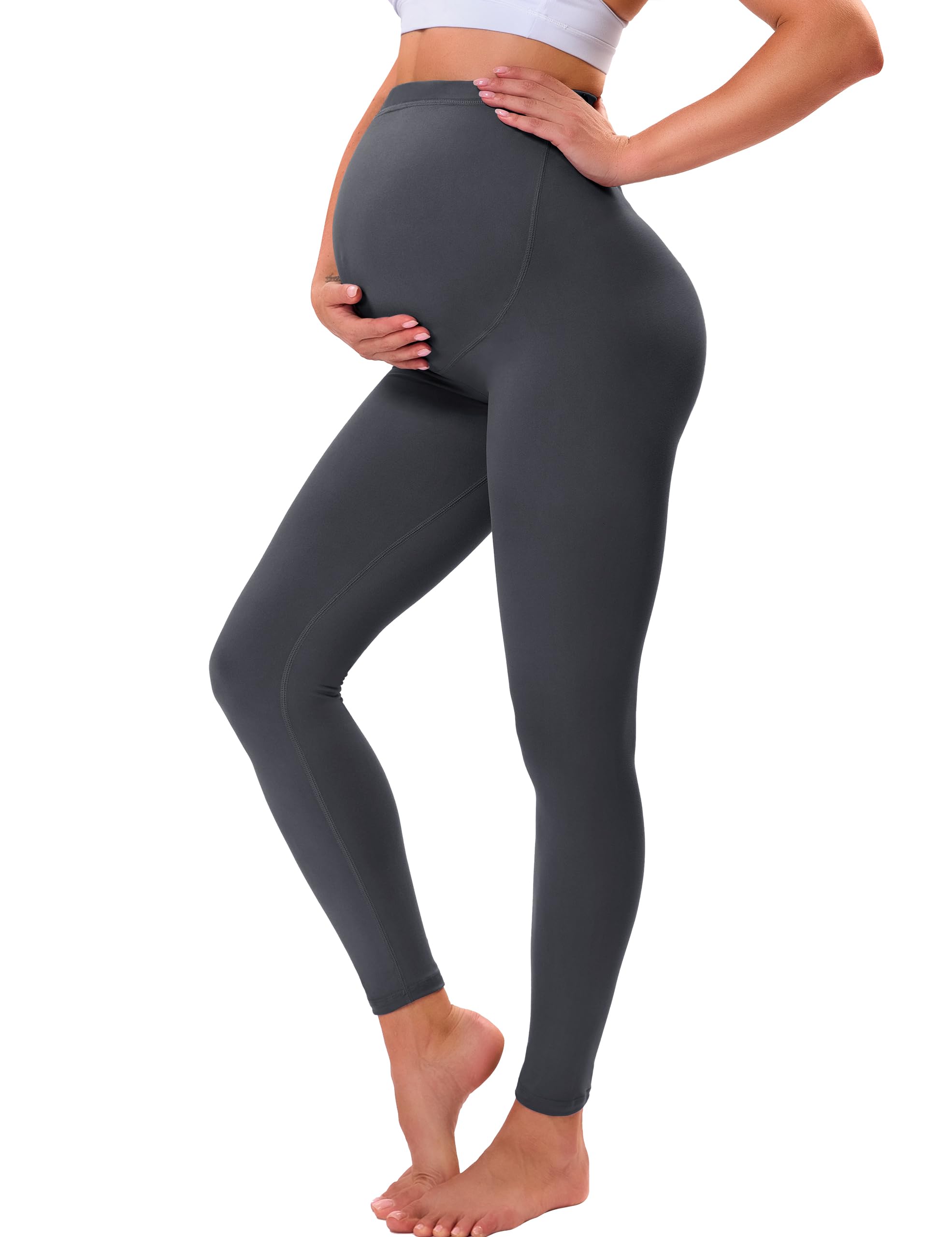 VALANDY Creamlush Maternity Leggings Over Bump Buttery Soft Belly Support Adjustable High Waisted Pregnancy Pants Yoga Pajama — view 21