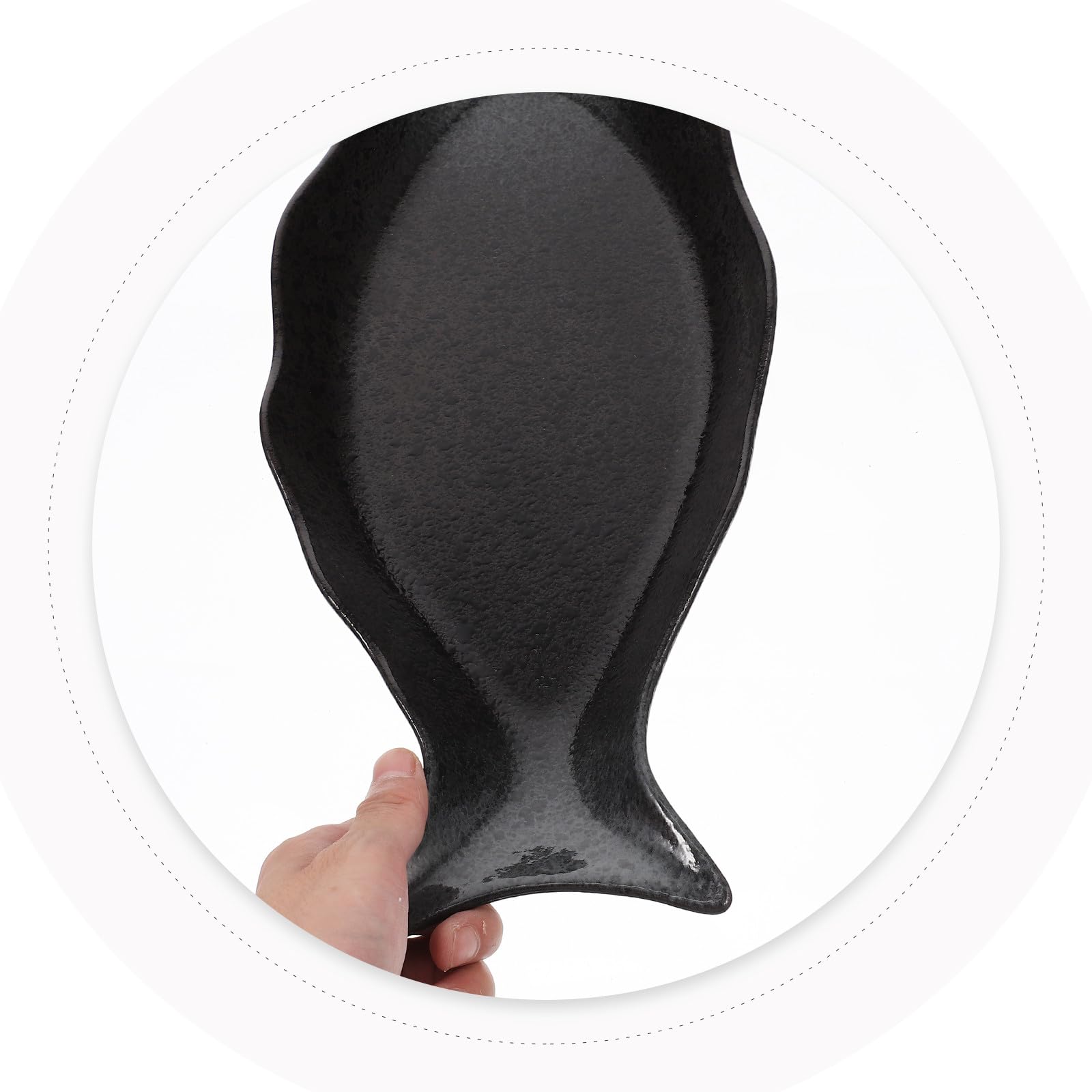 Placa Cerámica Japonesa para Servir Pescado Plato Grande con Diseño Elegante Negro Bandeja Resistente y Fácil de Limpiar para Hogar Restaurante y Hotel