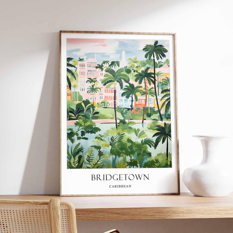 Caribbean Poster Bridgetown Barbados décoration tropicale de grand format A0 sur toile