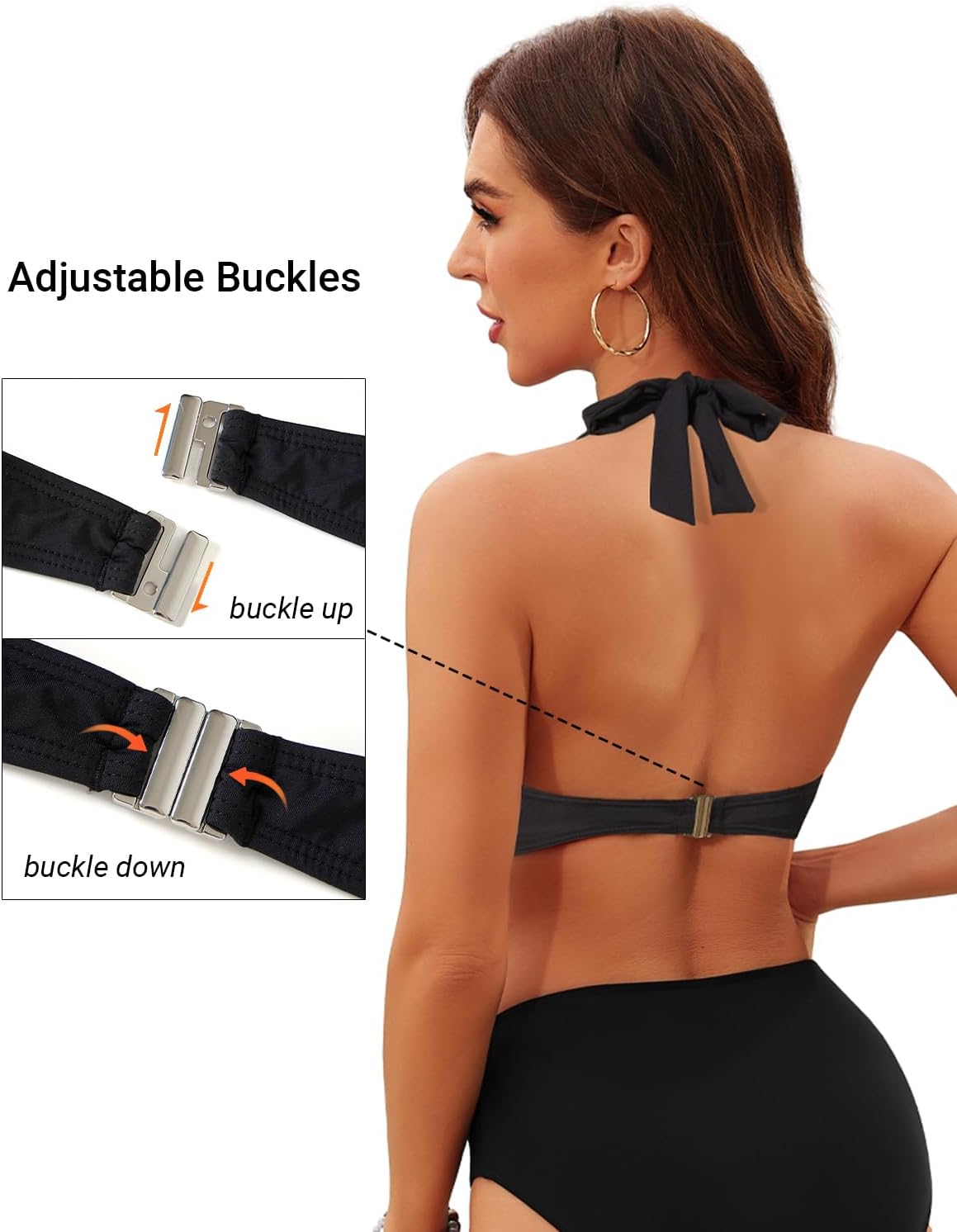 Tempt Me Women Halter Bikini Top - Padded Swimsuit Top V Neck Bathing Suit Tops Only - Image 3