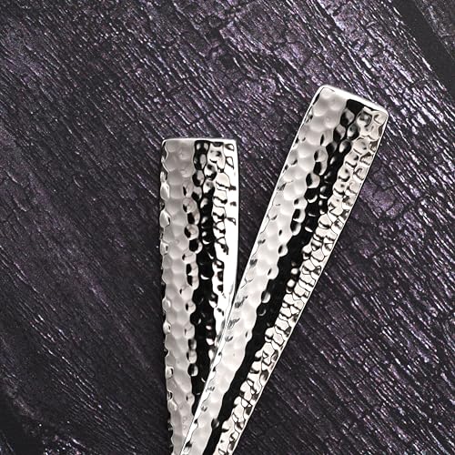 Hudson Essentials 9-Piece Hammered 18/10 Stainless Steel Silverware Serving Spoons and Forks Set - Hostess Buffet Flatware Utensils - Image 5