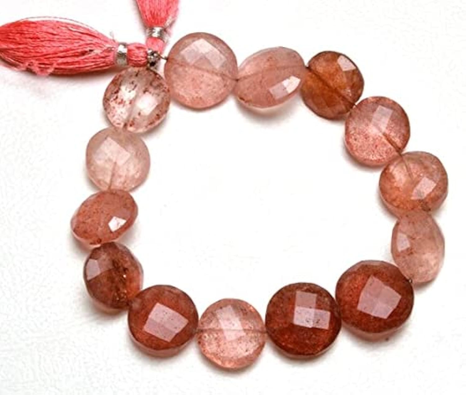 Quartz mousse naturel perles facettées monnaie pour collier bohème chic