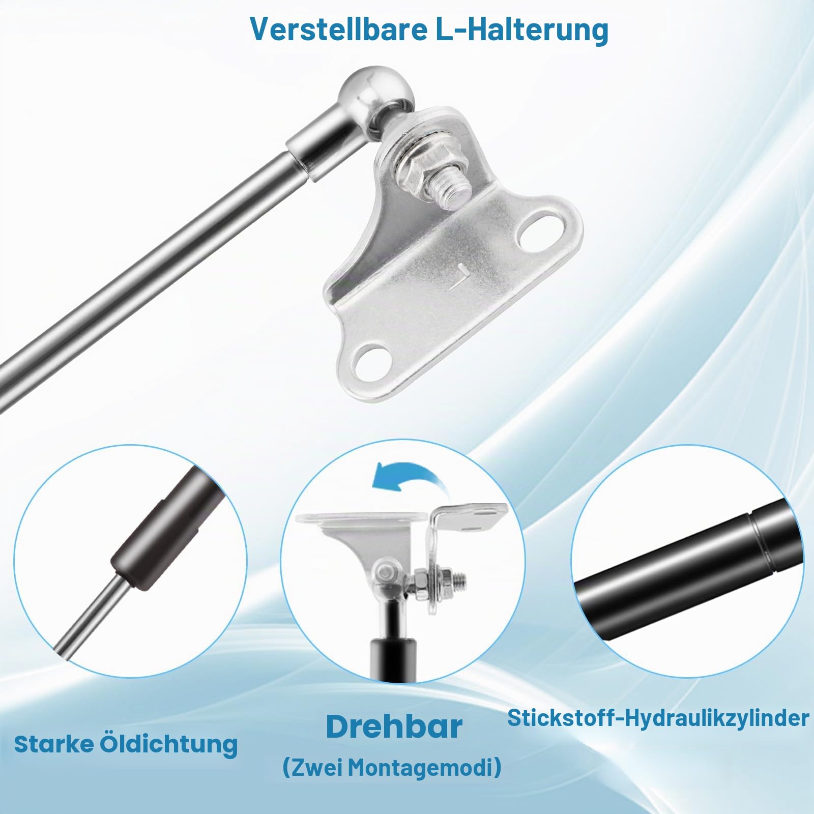 500MM 30.4KG/300N Gasdruckfeder 2 Stück L-Typ Gasdruckdämpfer Hydraulisch Halterung für Staukasten-Deckel Kabinett Wohnmobilbett Kellertür Stoßdämpfer Druckfeder Motorhaubendämpfer(20in/67LB)