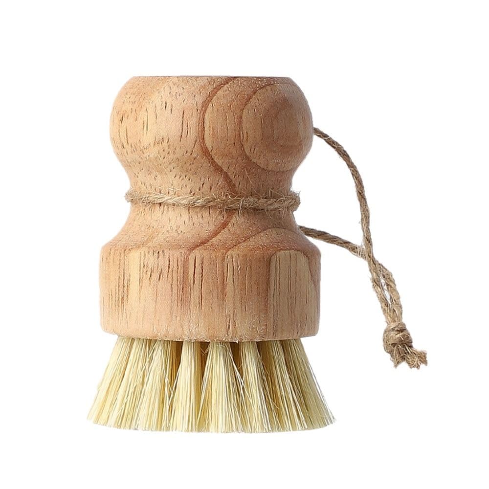 1/2 Cepillo de bambú para Fregar Platos, Limpiador de óxido, Cepillo Redondo para Lavar Platos, Cepillo de Red, Herramientas prácticas de Limpieza para el hogar (1 Fibra de sisal)
