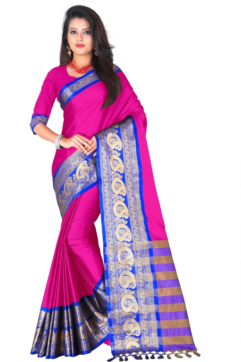 RIVAN FASHIONWOMAN COTTON SILK SAREE/PINK/