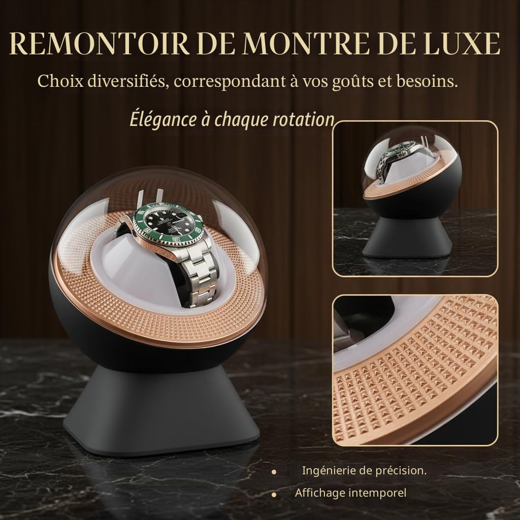 Remontoir de Montre Silencieux pour Rolex avec éclairage LED d'ambiance – Cadeau pour Homme, boîte de Rangement Automatique avec Un Coussin de Montre