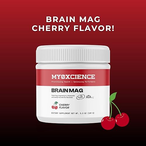 Miniatura 4 de Brain Mag Magtein Magnesium L-threonate Apoya la salud cerebral con glicinato de magnesio 60 porciones (cereza)