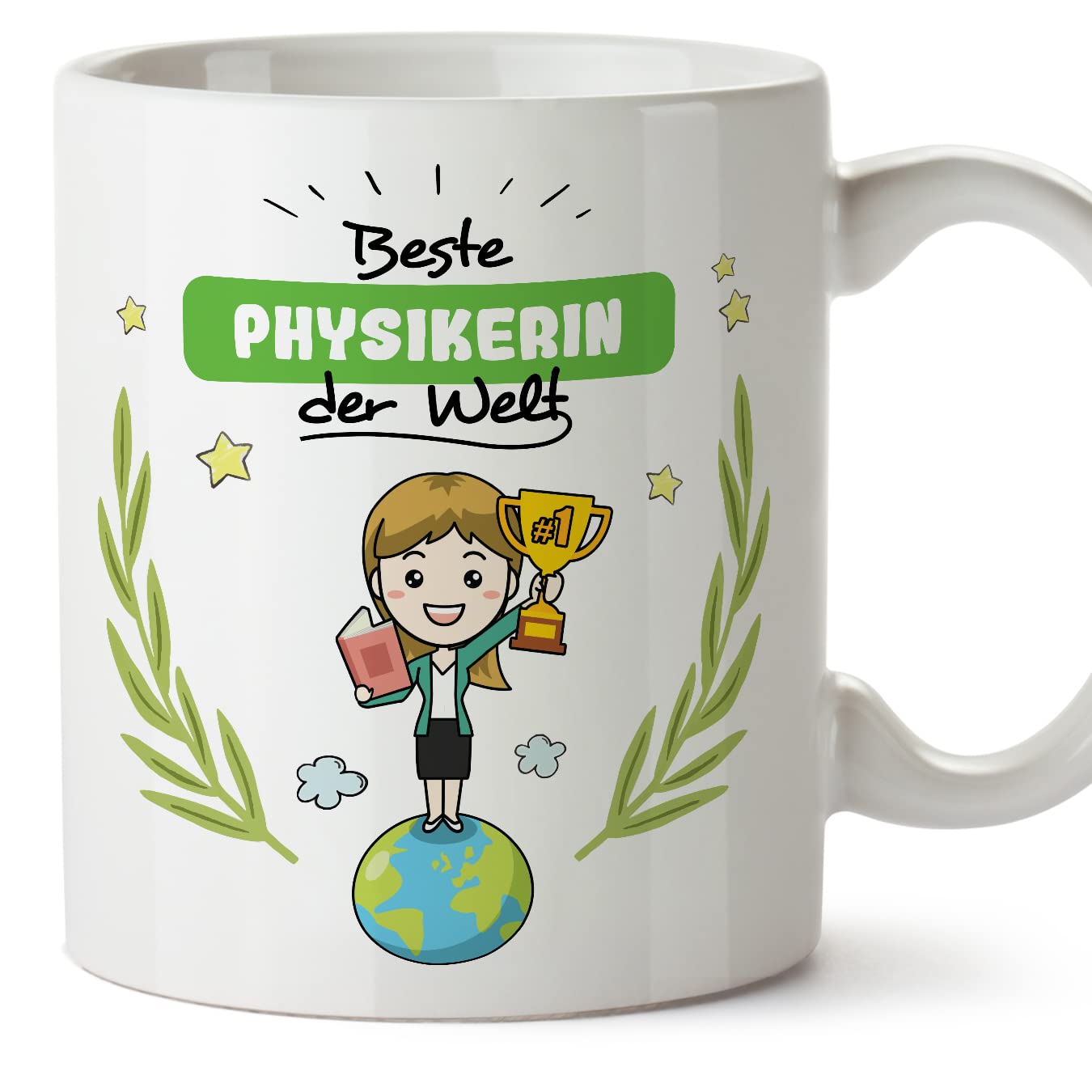 MUGFFINS Physicist Woman Mug - in German - Bester der Welt - Funny Gift for Colleagues - Ceramic 11oz Mug