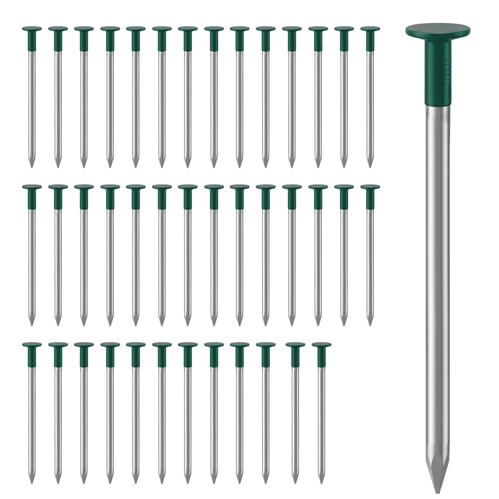 StorSpice 40PCS Artificial Grass Pegs - 150mm Heavy Duty Galvanised Steel Nails with Round Head - Turf Pins for Weed Membrane, Garden Netting, Landscape Fabric & Greenhouse Fixing