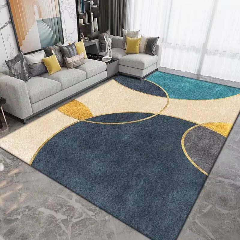 Tapis de salon géométrique moderne 150x180 cm aux finitions soignées et élégantes
