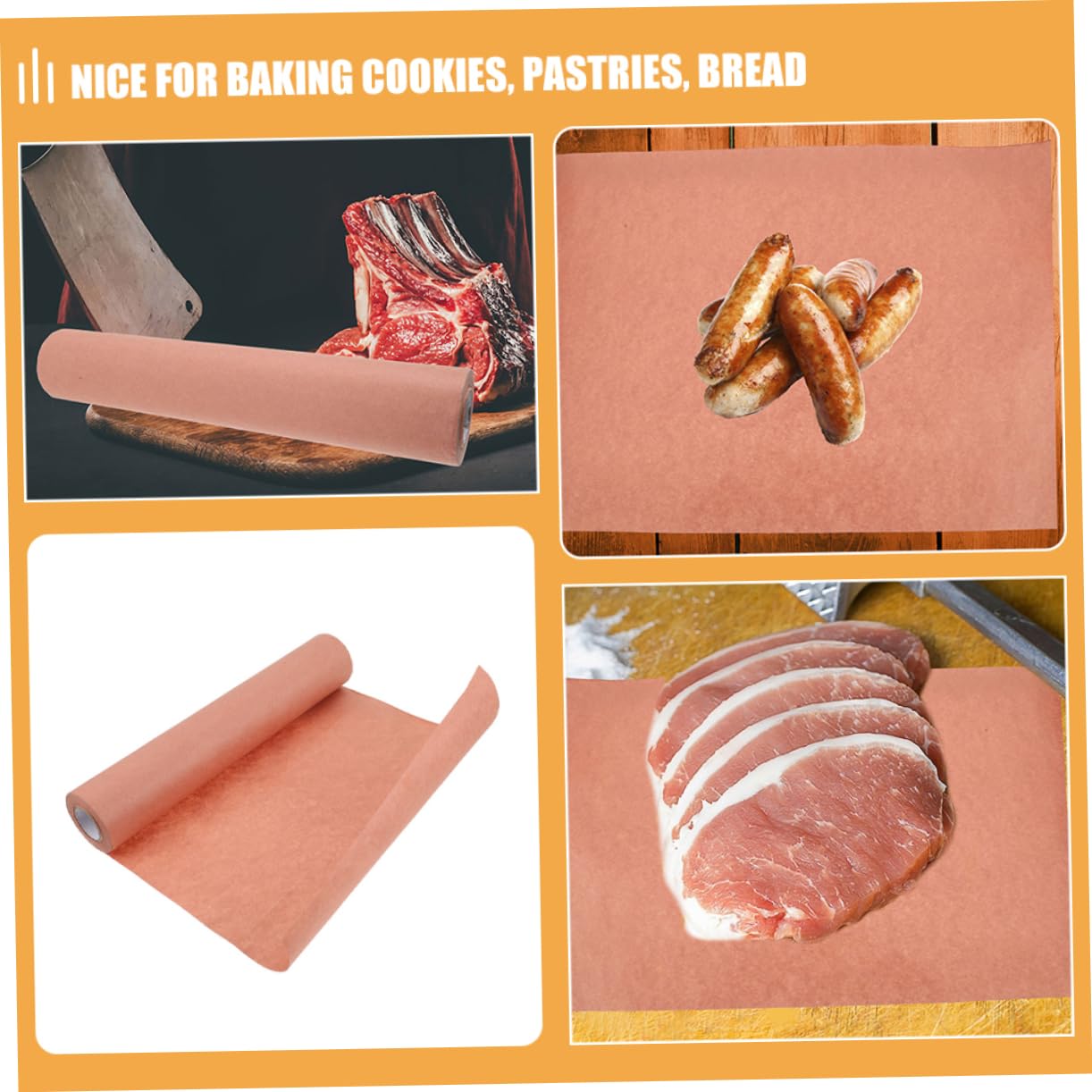 1 Carta Rosa Carta da Forno Antiaderente per Barbecue Decorazione Torte e Avvolgimento Cibo per Pane e