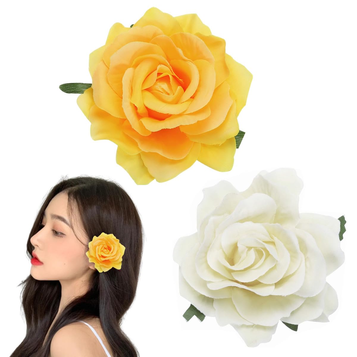 Amazon.co.jp: Getrays 2個 バラの花 ヘアクリップ、レディース