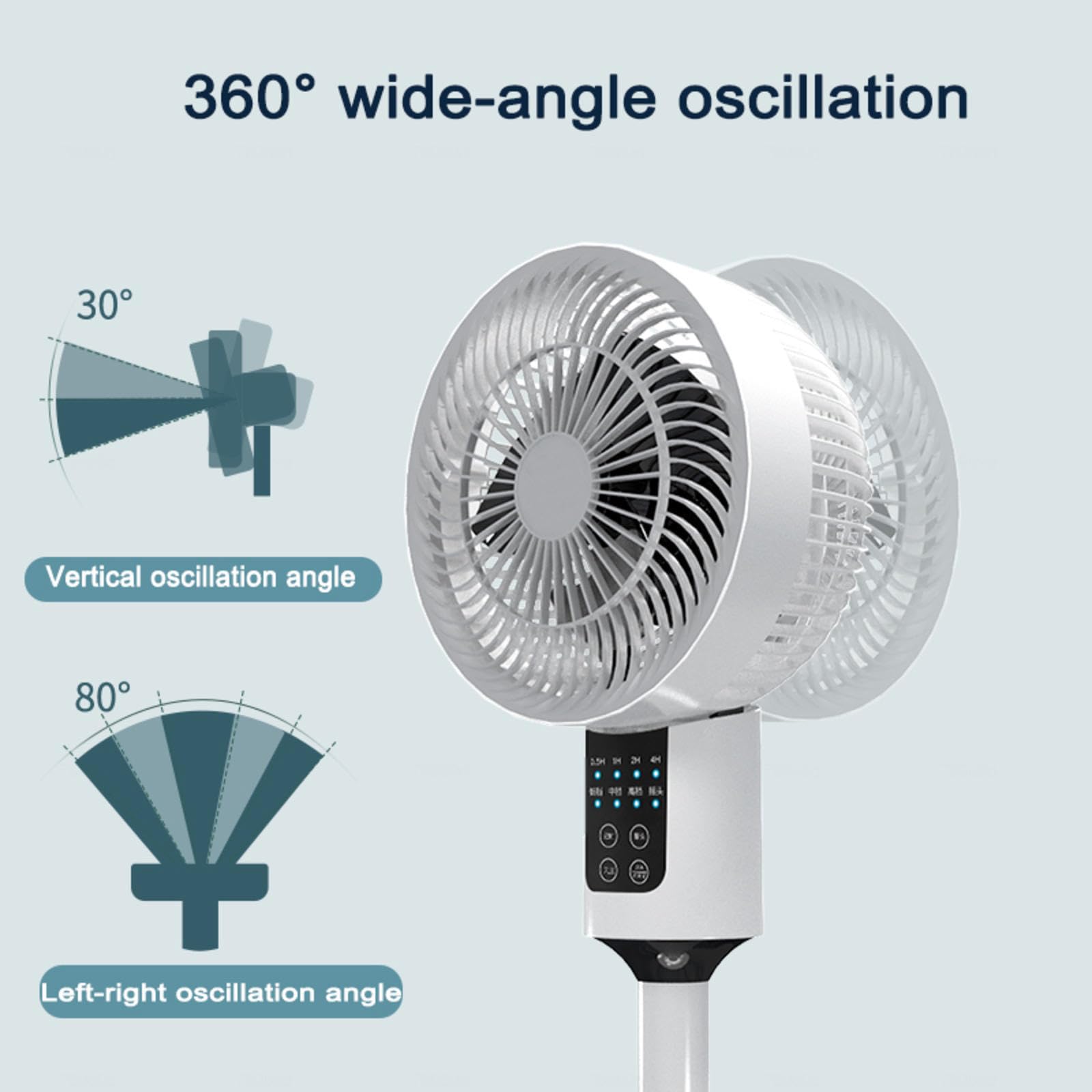 Ventilatore Rinfrescante 3 Velocità, Timer, Altezza Regolabile, Diffusione ad Ampio Angolo, con Telecomando Utilizzabile su Scrivania e Pavimento