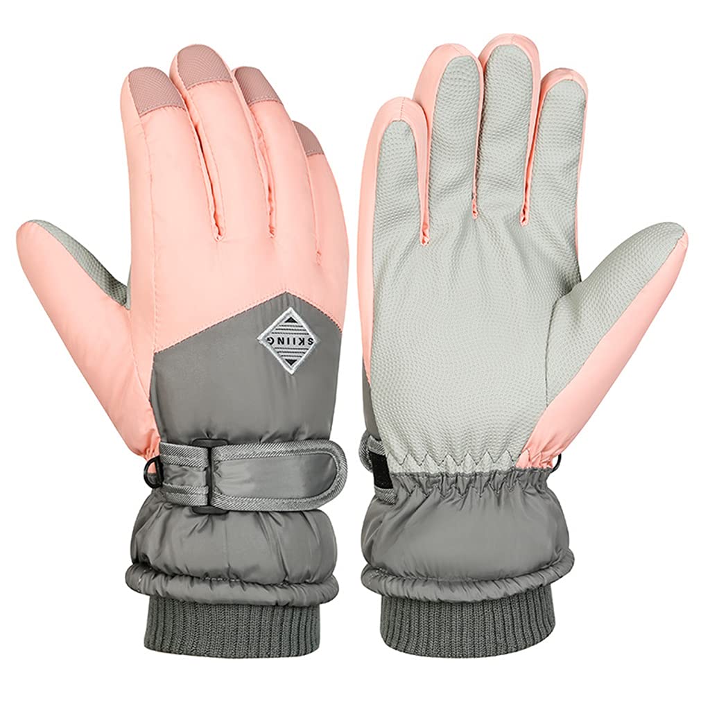 NVOQILIN Skihandschuhe, wasserdicht, Vollfinger-Handschuhe, Handgelenk-Leinen, rutschfest, mit Fleece gefüttert, Handschuh für Damen, Motorradfahren Fashion