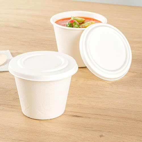Miniatura 4 de Restaurantware Solo tapas pulpa segura sin PFAS añadido 4.3 pulgadas para llevar, tapas de taza 100 tapas desechables para tazas. Las tazas se