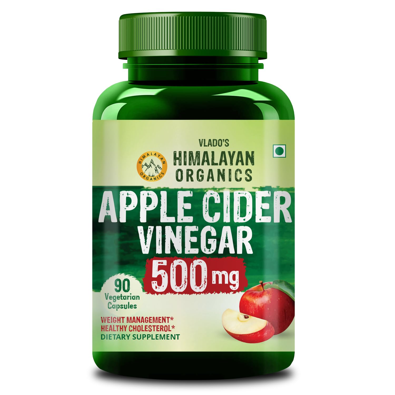 Vlado’s Himalayan Organics Apple Cider Vinegar 500mg Supplement for Weight Loss Management,Boost Energy | Improves Cholesterol Levels & Supports Digestive Health -90 Veg Capsules