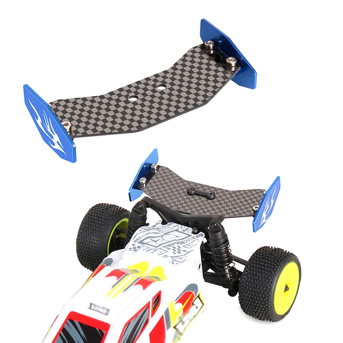 XinGeeek RC Rear Wing Carbon Fiber RC Tail Wing for Losi 1/24 Micro-B 2WD Buggy RC Car Upgrade Parts (Blue)