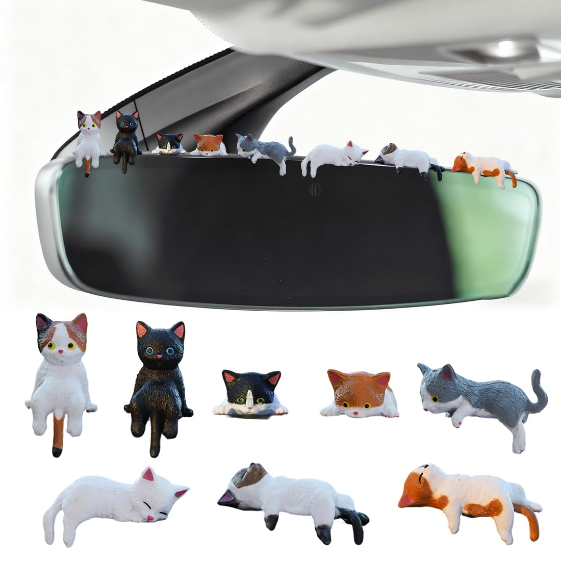 KAHZOR 8 Pezzi Mini Gatti in Resina, Figurine di Gatti per Bambini, Regalo per Compleanno, Festività, Trasloco, Acquisto Auto Nuova, Miniature di Gatti Decorativi
