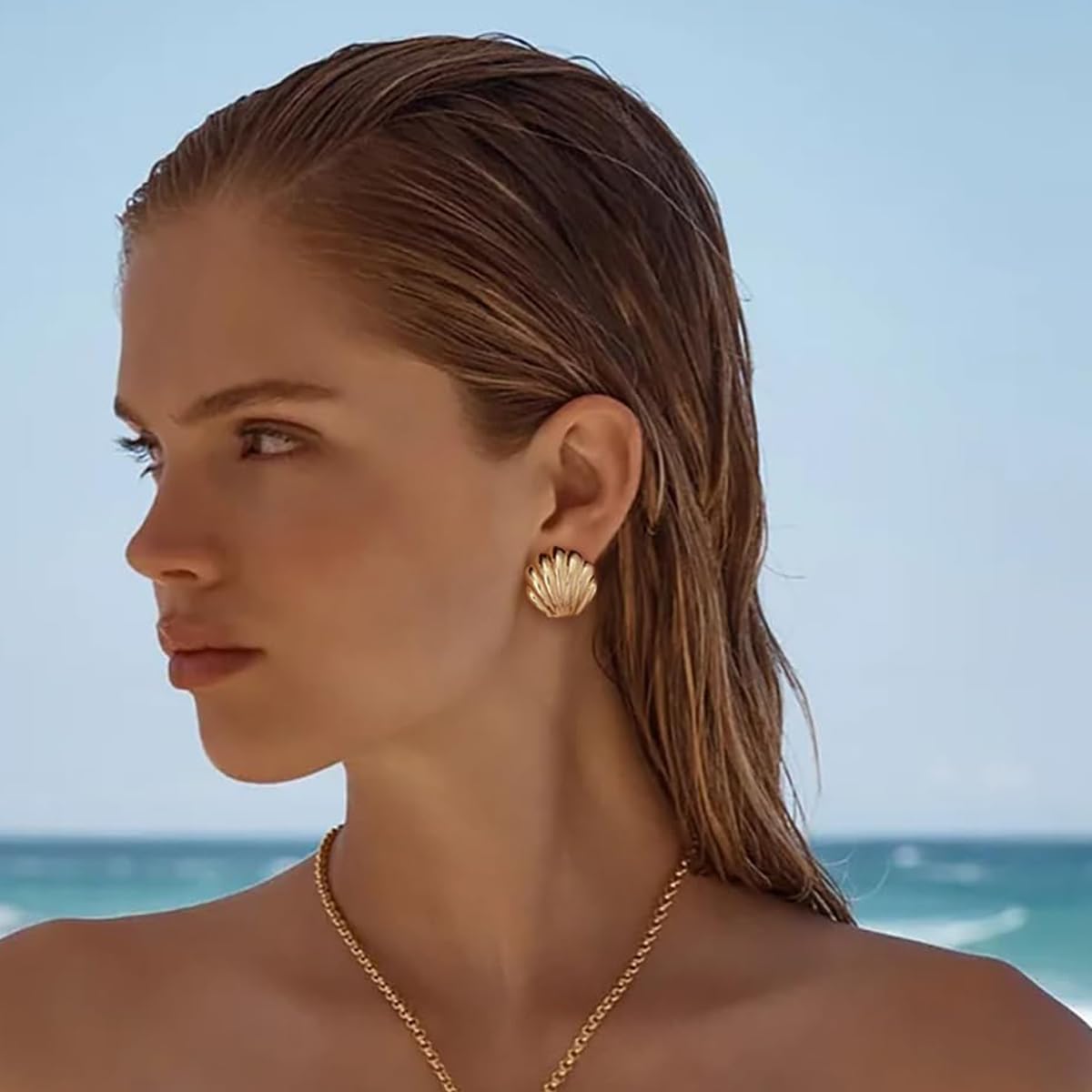 Gold Boho Ocean Earrings, Shell Earrings Seashell Stud Earrings Beach Jewelry Gifts for Women - Image 5