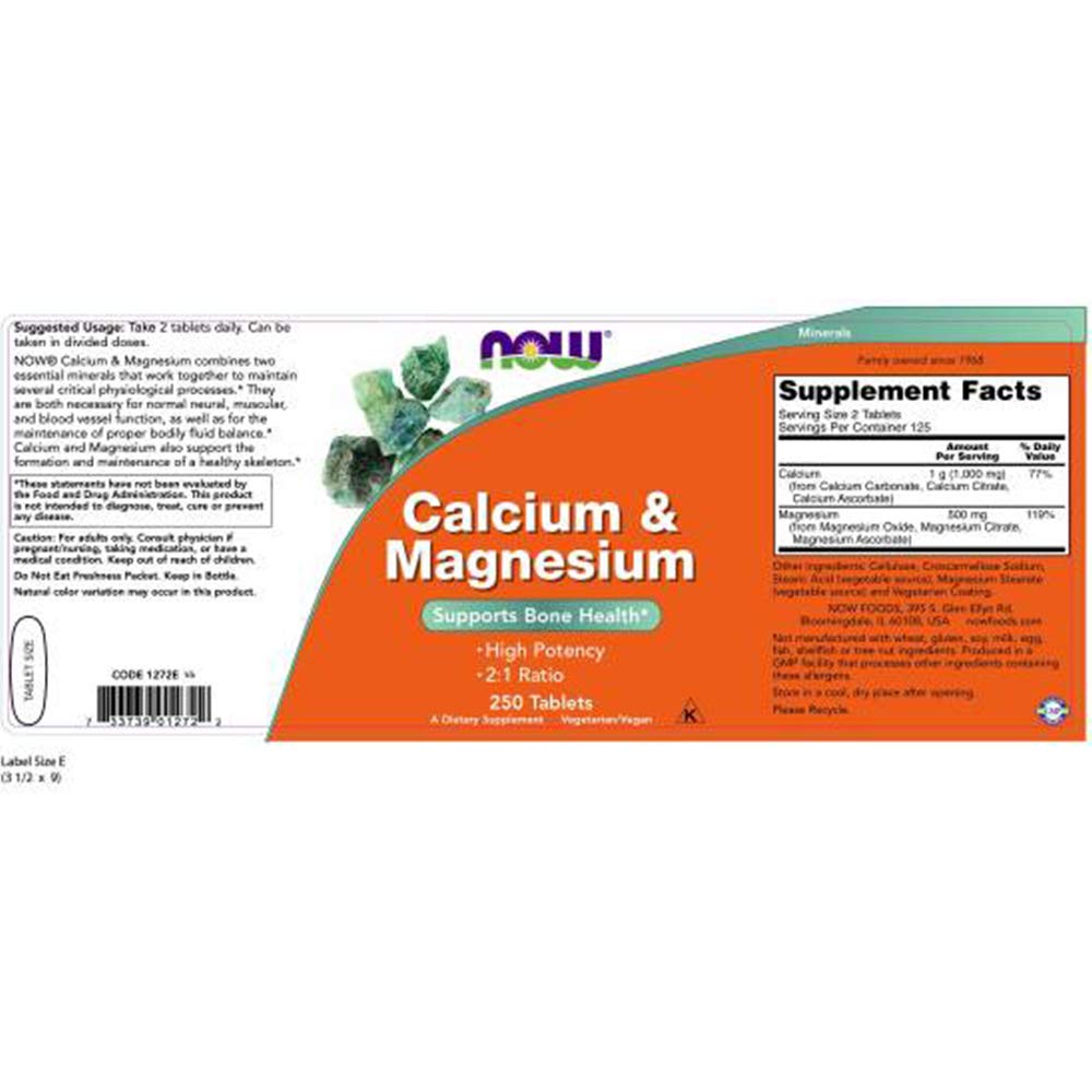 Now Foods Calcium & Magnesium, 250 Tablets (Pack of 2) — Amazon image 2