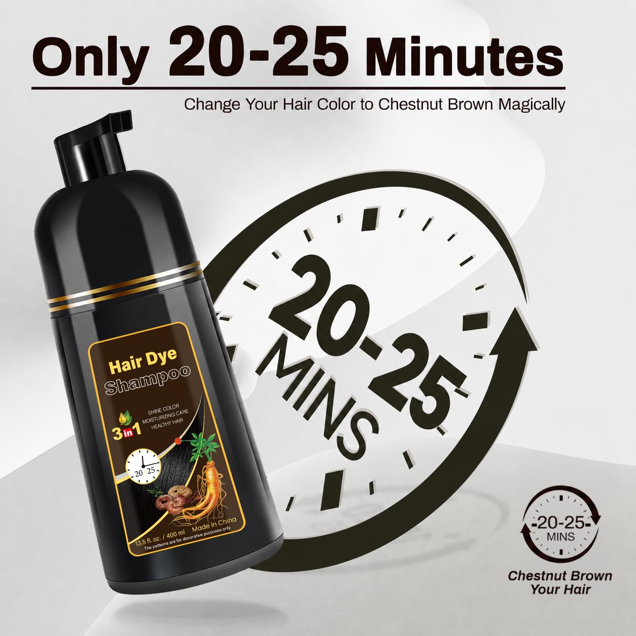 Amazon.com : Dark Brown Hair Dye Shampoo for Gray Coverage Hair